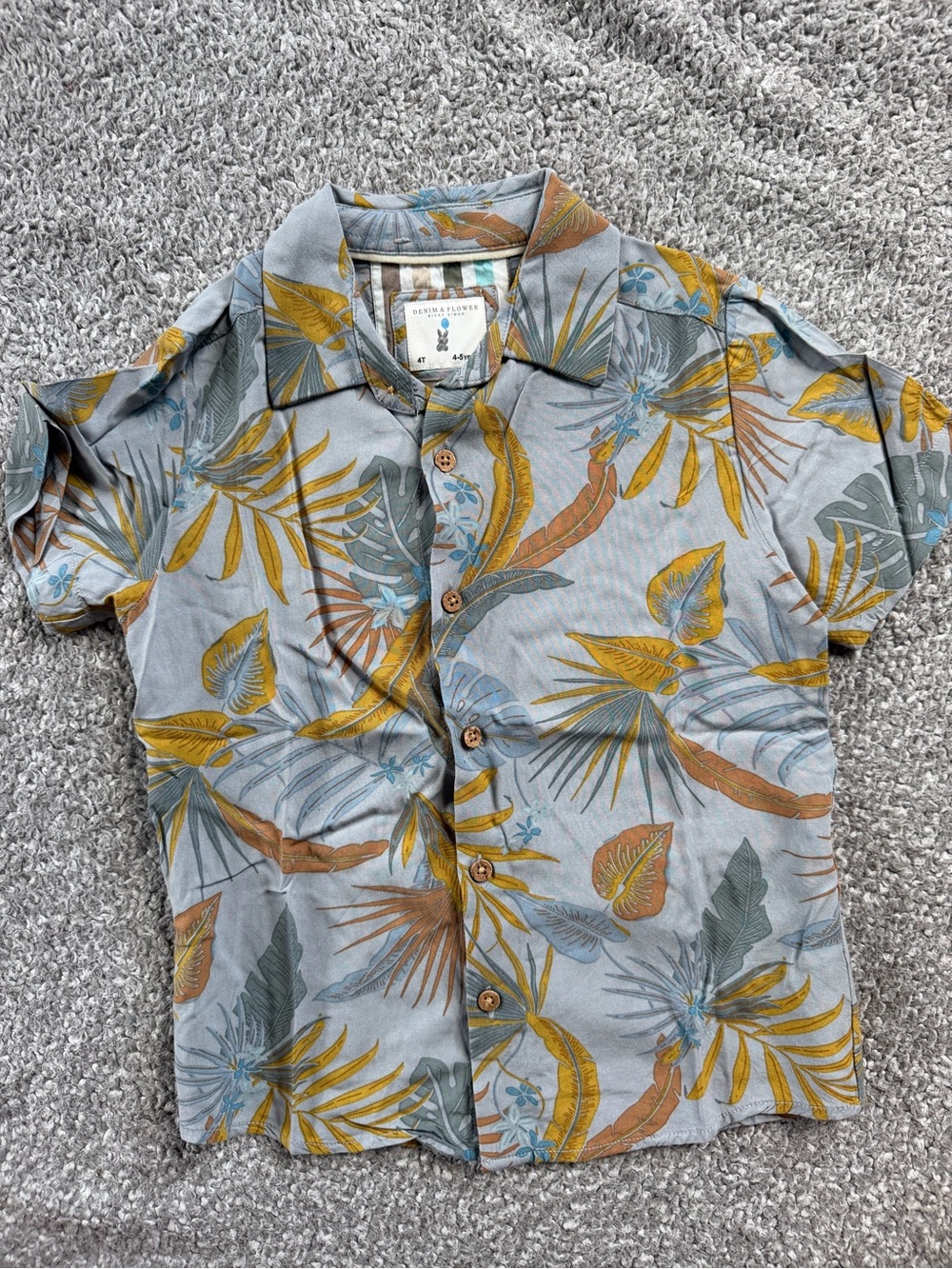 Denim & Flower Tropical Button-Up Shirt
